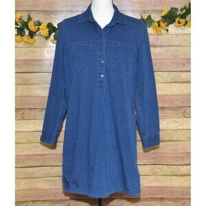 Old Navy Blue Denim Chambray Pullover Short Mini Shirt Dress Size M Casual